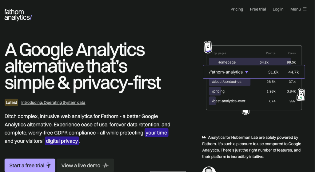 Fathom Analytics – L'alternative simple et respectueuse à Google Analytics